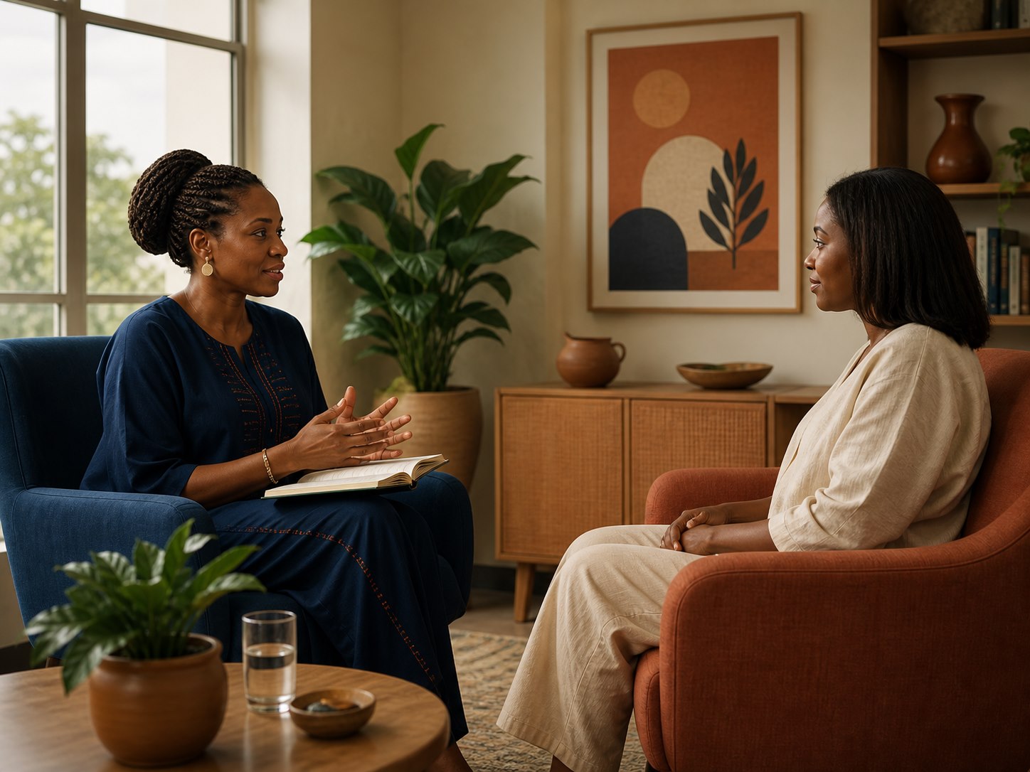 A Nigerian counsellor explaining confidential practice during a private conversation