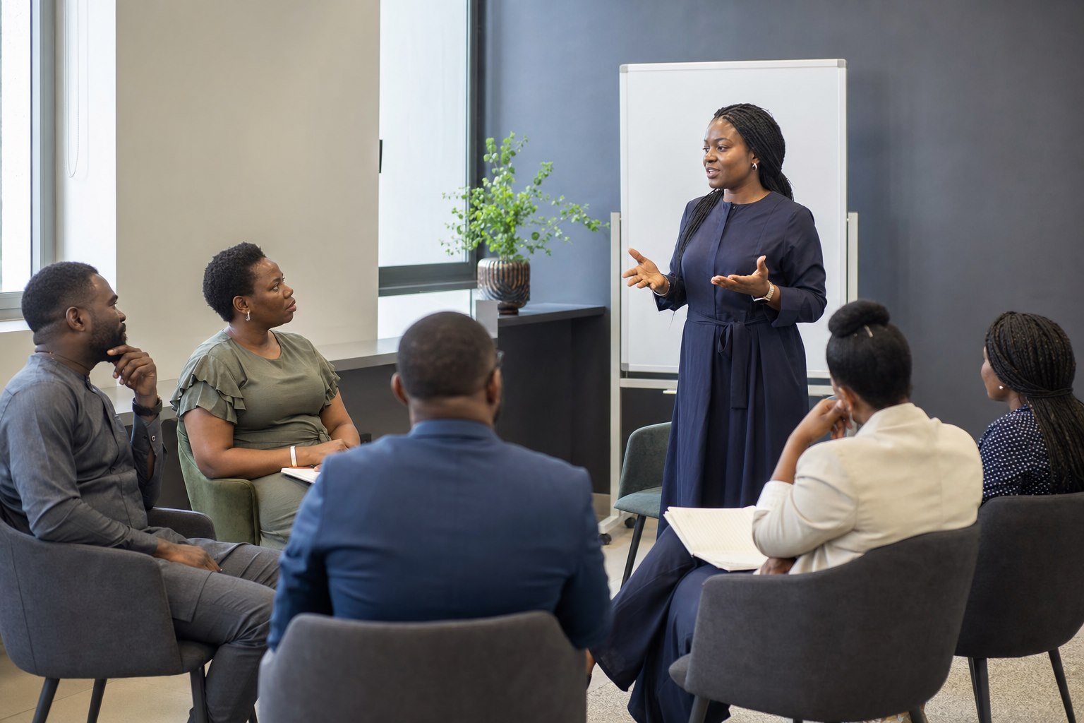 A facilitator developing manager confidence in supportive workplace conversations